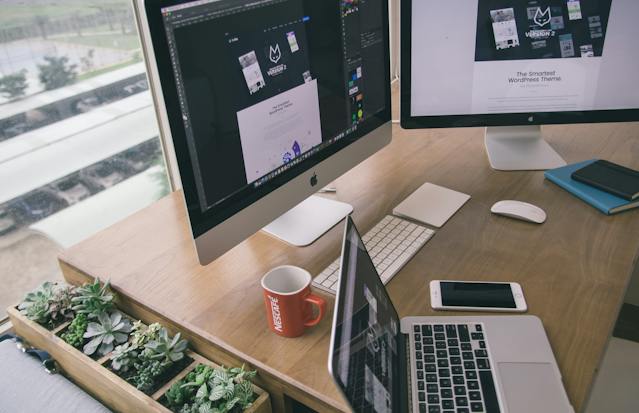 laptops on a desk