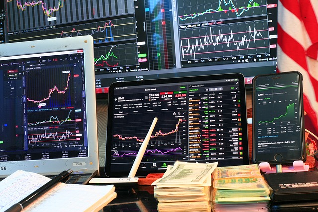 stock market charts on computer screen