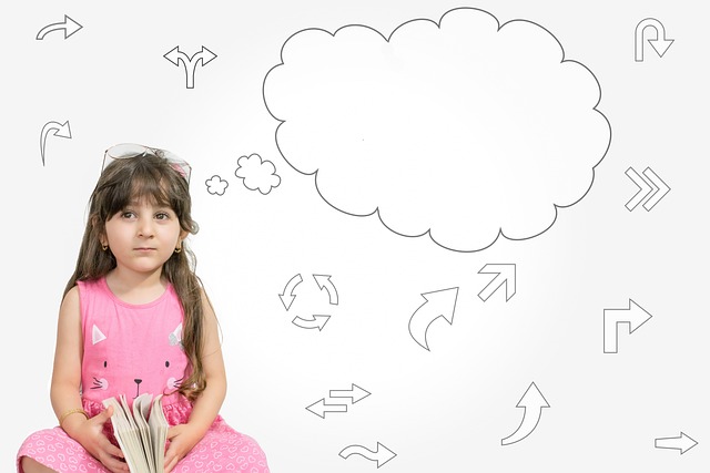 child sitting with a thought bubble